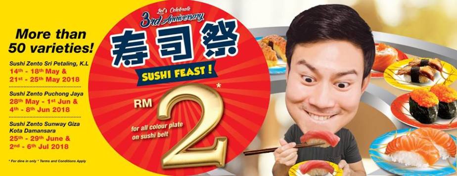 Sushi Zento 膳户 Japanese Restaurant’s 3rd Anniversary Promotion!